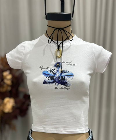 Baby tee CHALLENGE" - ALGODON LYCRA - Blanco