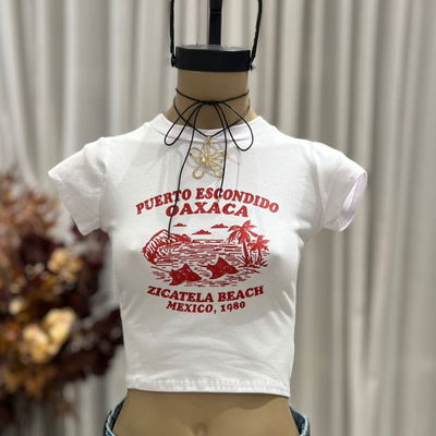 Baby tee PUERTO ESCONDIDO" - ALGODON LYCRA