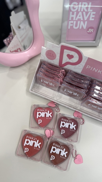 Rubor en crema con llavero Pink 21