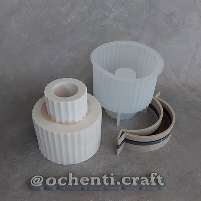 Portavelas redondo rayado Alto