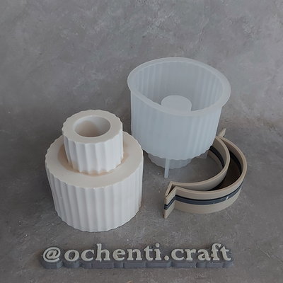 Portavelas redondo rayado Alto: molde muestra