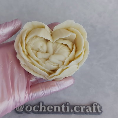 Rosita corazón grande Bebé: Molde muestra