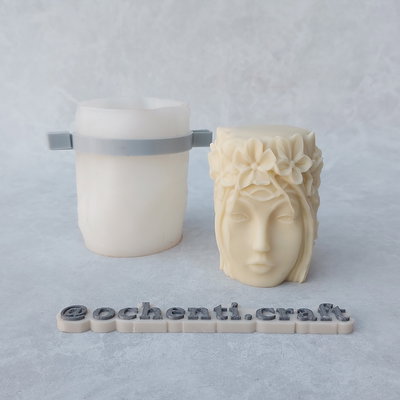 Rostro de Dama con Flores: molde muestra