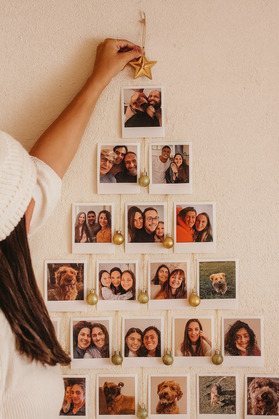 Árbol navideño con fotos