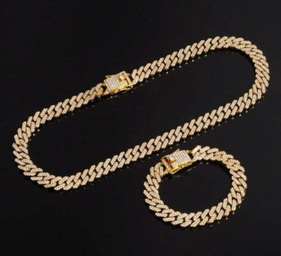 Set Full Ice Golden (Cubana + pulsera)