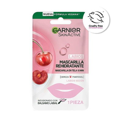GARNIER Skin Active Mascarilla Hidratante para labios Con Cereza y Pantenol