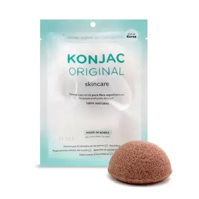 KONJAC Esponja Facial con Fina Arcilla Volcánica de Jeju -POROS DILATADOS-