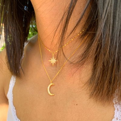 CHOCKER DOBLE PLATA GOLD LUNA ESTRELLA