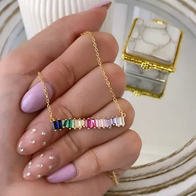 CONJUNTO CLAUDDIE CON CUBIC MULTICOLOR GOLD (X 40 EXT 45)