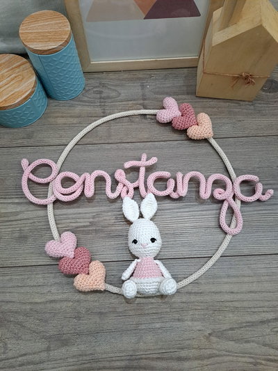 Nombre en aro con Corazones y Animalito