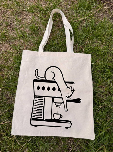 Tote bag Cat coffee