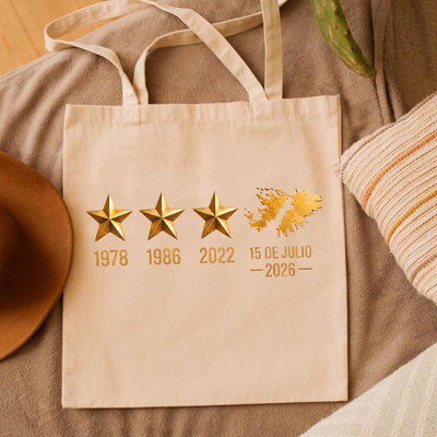 Tote bag Argentina: malvinas + 3 estrellas dorados
