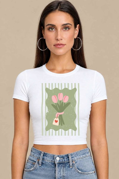 Remera Baby Tee Tulipanes