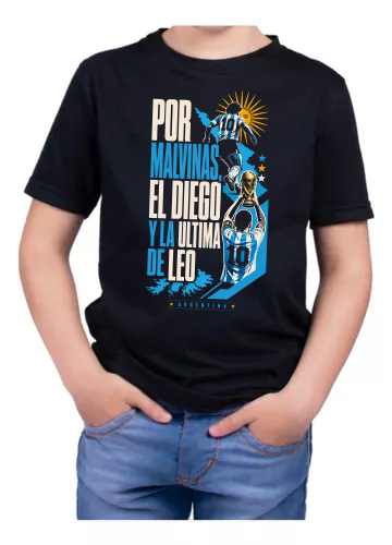 Remera niños/nena Argentina: Malvinas, Maradona y Lionel
