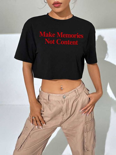 Remera pupera oversized Make memories, no content