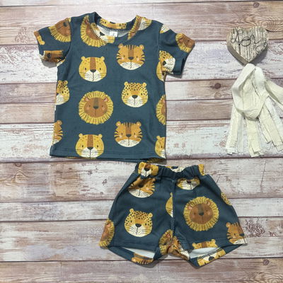 Conjunto leon azul wafle 