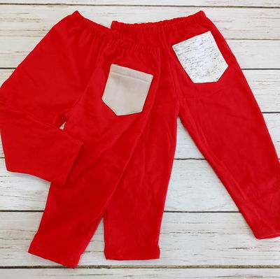 Pantaloncito chupin de jersey rojo con bolsillo