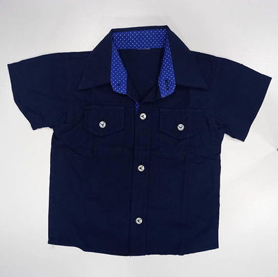 Camisa azul manga corta 6-9 M