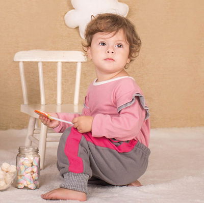 Babucha de polar gris con fuscia 18-24 M