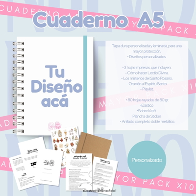 “Cuaderno A5 Personalizado — Tu Diseño Acá” x10