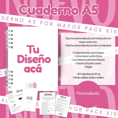 x10u. Cuadernos A5 tapa personalizada - Tapa dura
