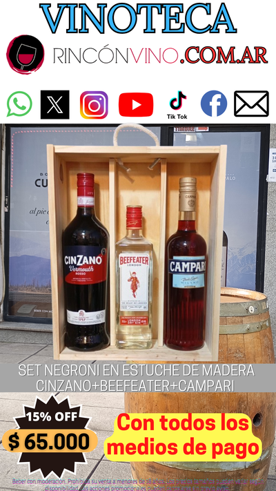 SET NEGRONI EN ESTUCHE DE MADERA