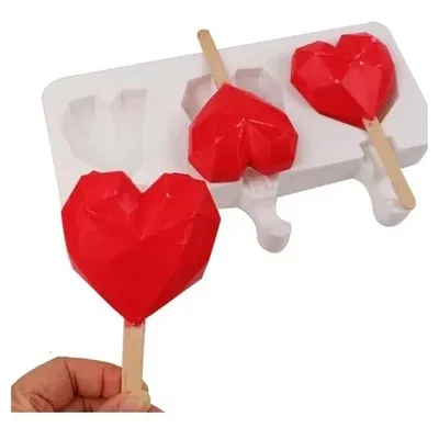 Molde corazón facetado x3