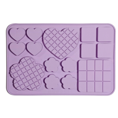 Molde silicona Flores-Corazones y cuadrados