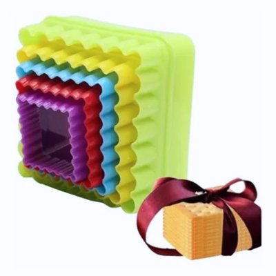 Set x5 cortantes cuadrado Bifaz plástico galletas