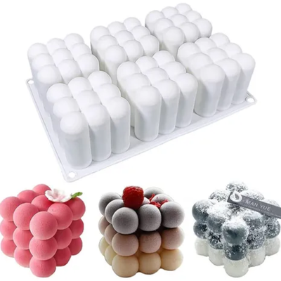 Molde Silicona Cubo Burbuja Vela Reposteria Resina