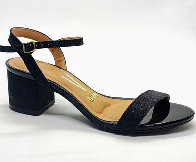 Sandalia VIZZANO glitters negro taco 5 cm 