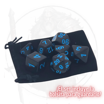 Plain Black (Blue) - Set de Dados Poliédricos