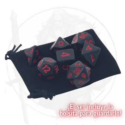Plain Black (Red) - Set de Dados Poliédricos