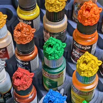 Toppers para Botellas de Pintura "Cabeza de Oso" (Vallejo, INK Color, Citadel)