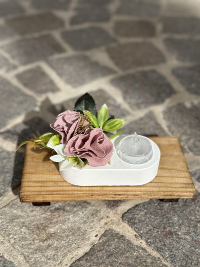 Porta vela de yeso decorado