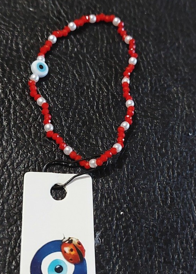 Pulsera roja plateada