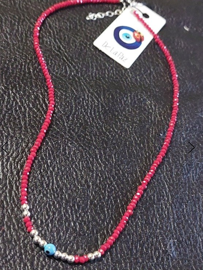 Collar platería 08 rojo