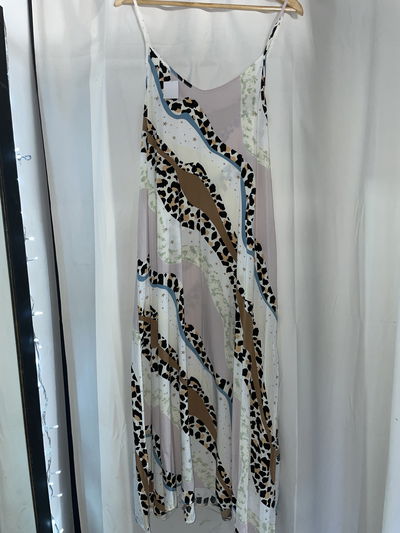 Vestido largo de fibrana animal print
