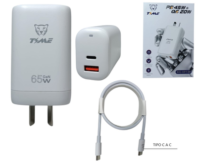 Cargador Time 65 WATTS + Cable USB C
