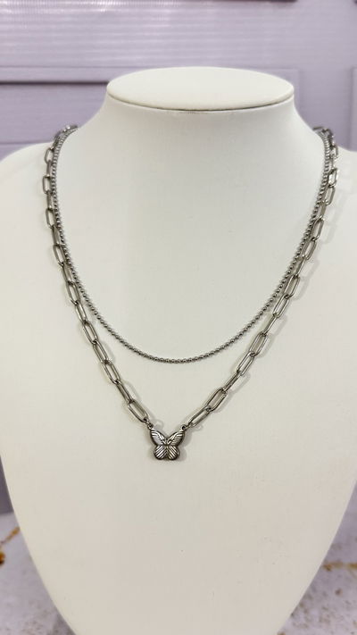 Collar Doble Mariposa AQ 