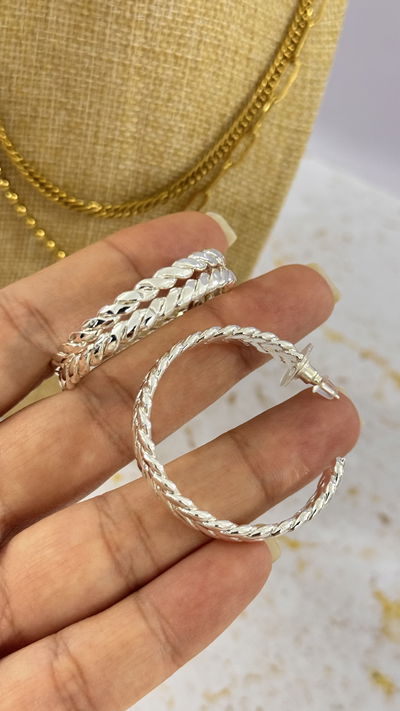 Argollas Plateadas Alina 40mm