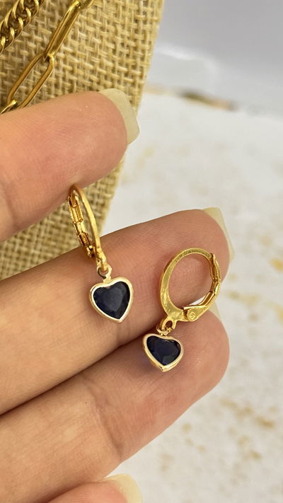 Aros Corazón Cubic Azul