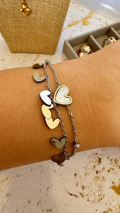 Pulsera Doble Corazones AQ