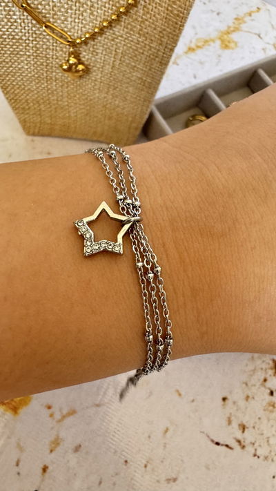 Pulsera Triple Estrella con Strass AQ