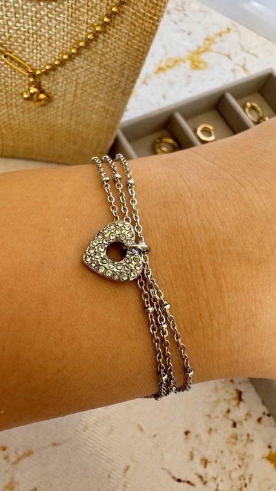 Pulsera Triple Corazón Strass AQ