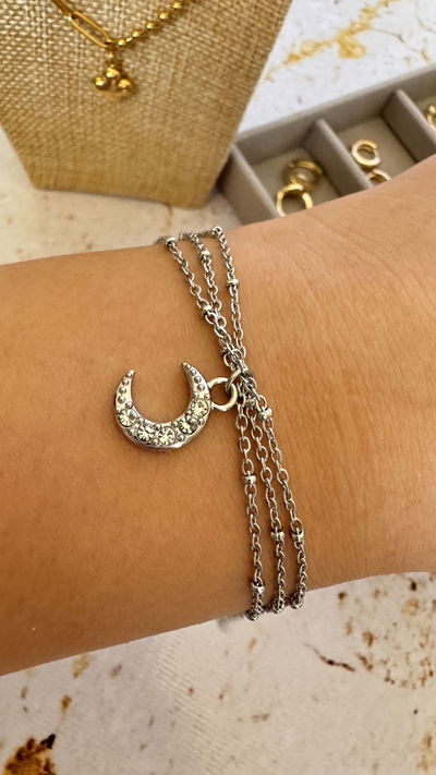 Pulsera Triple Lunita Strass AQ