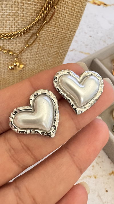 Aros Corazon con Perla AQ 23mm 
