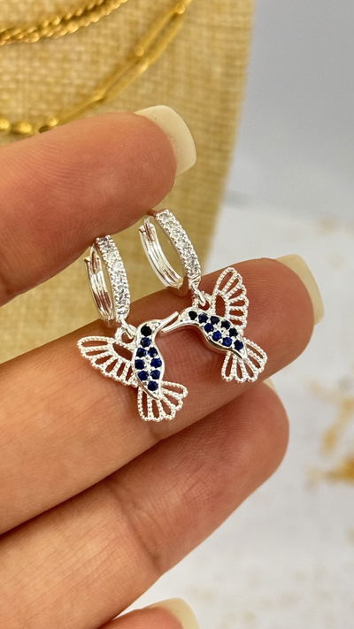 Argollas Micropavé Colibrí azul