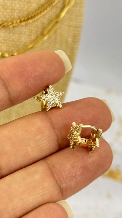 Aros Dorados Estrella Micropavé 