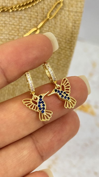 Argollas Micropavé Colibrí Azul